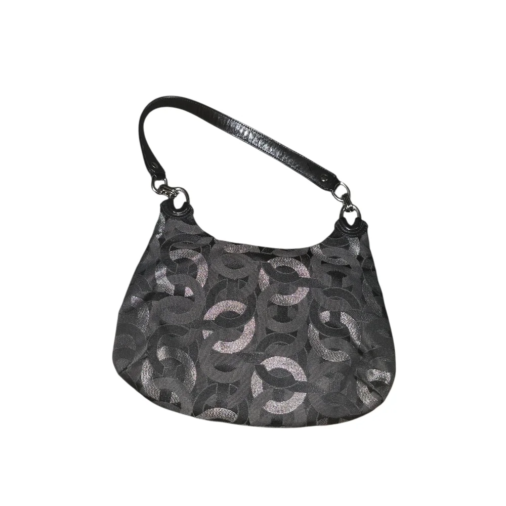 Coach KristenOP Art Black Satchel C Canvas Leather Trim Shoulder Bag Purse